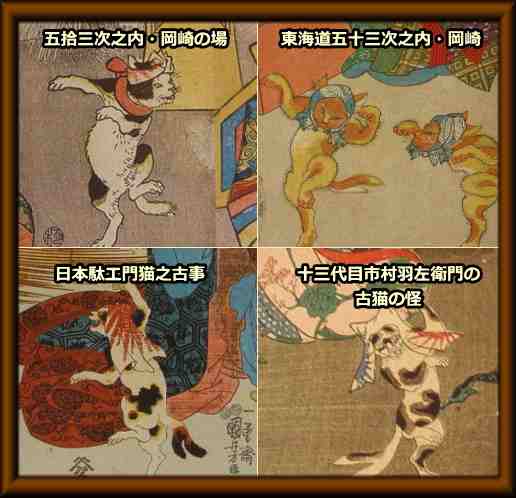 様々な浮世絵師による「岡崎の猫」一覧