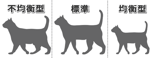 猫のドワーフィズム（小猫症）には頭と手足の比率によって均衡型と不均衡型がある