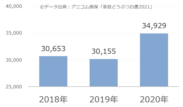 猫のペット保険年間費用・推移棒グラフ