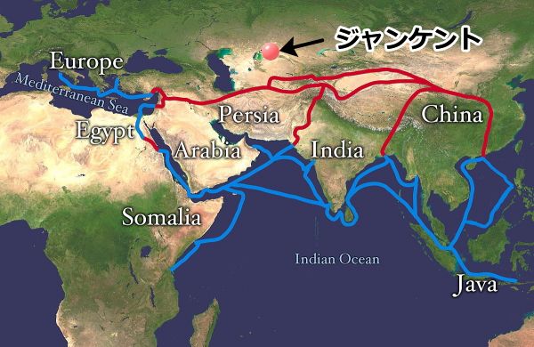 シルクロードとジャンケントの位置関係