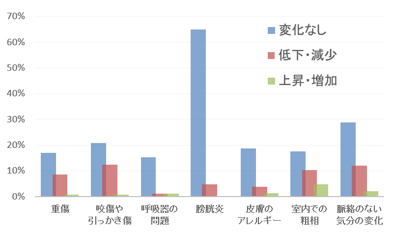 囲い網設置後に見られた猫の変化~健康問題